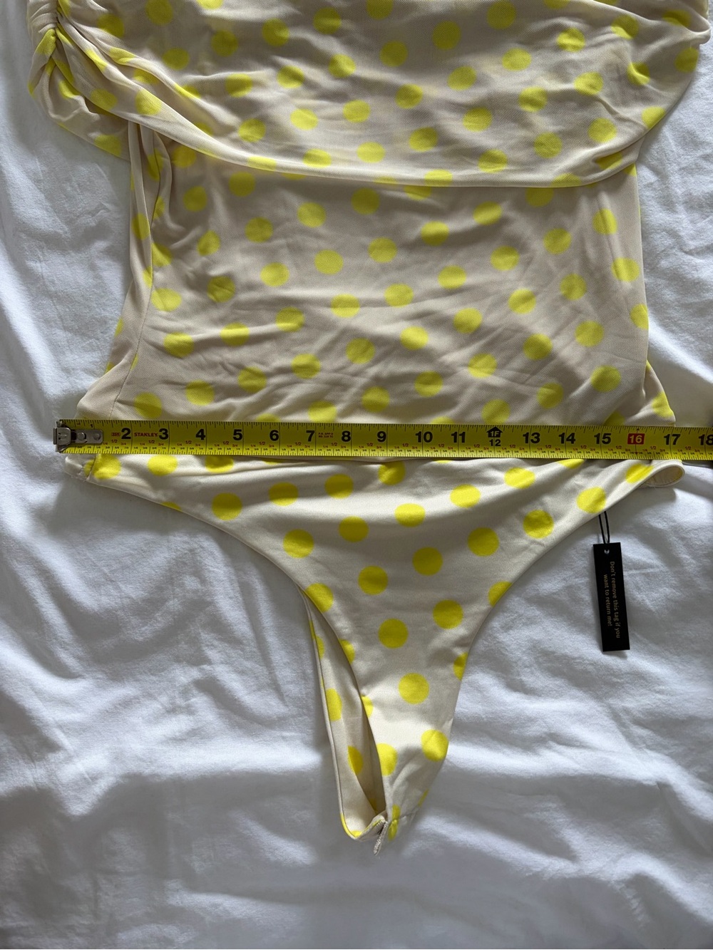 AFRM Butter Yellow Off-Shoulder Polka Dot Bodysuit XL NWT - Picture 12 of 15